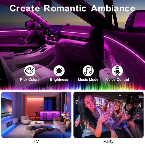 Universal RGB Atmosphere Interior LED Strip Kit – Music Sync & Voice Control