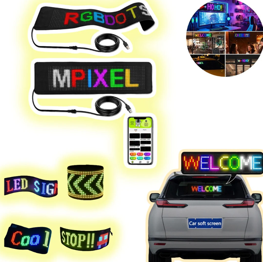 Flexible Matrix LED Display Panel – Bluetooth App Emoji Screen (1 Pc)