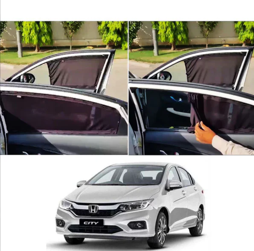 Honda City 2021–2025 Elite Sliding Railing Privacy Curtains – UV Sun Shades (4 Pcs)