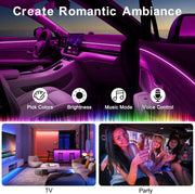 Universal RGB Atmosphere Interior LED Strip Kit – Music Sync & Voice Control