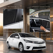 Toyota Corolla 2009–2014 Elite Sliding Railing Privacy Curtains – UV Sun Shades (4 Pcs)