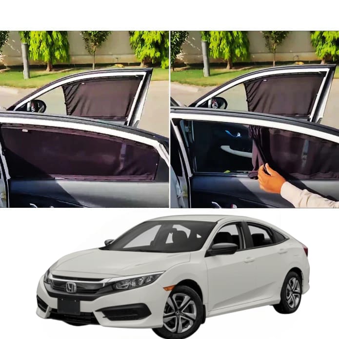 Honda Civic 2017+ Elite Sliding Railing Privacy Curtains – UV Sun Shades (4 Pcs)