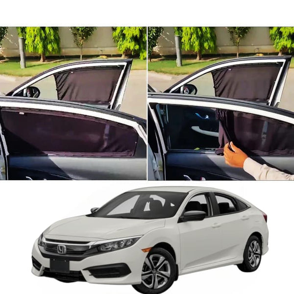 Honda Civic 2017+ Elite Sliding Railing Privacy Curtains – UV Sun Shades (4 Pcs)