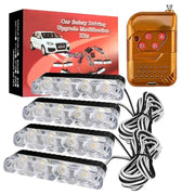 4-in-1 LED Car Strobe Flasher Lights with Remote Control – Grille Warning Light Kit (16 LED, Multi-Color)