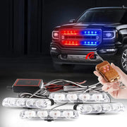 4-in-1 LED Car Strobe Flasher Lights with Remote Control – Grille Warning Light Kit (16 LED, Multi-Color)